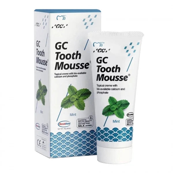 GC Tooth Mousse remineralizuojantis dantų kremas be fluoro (įvairių skonių), 40 g.