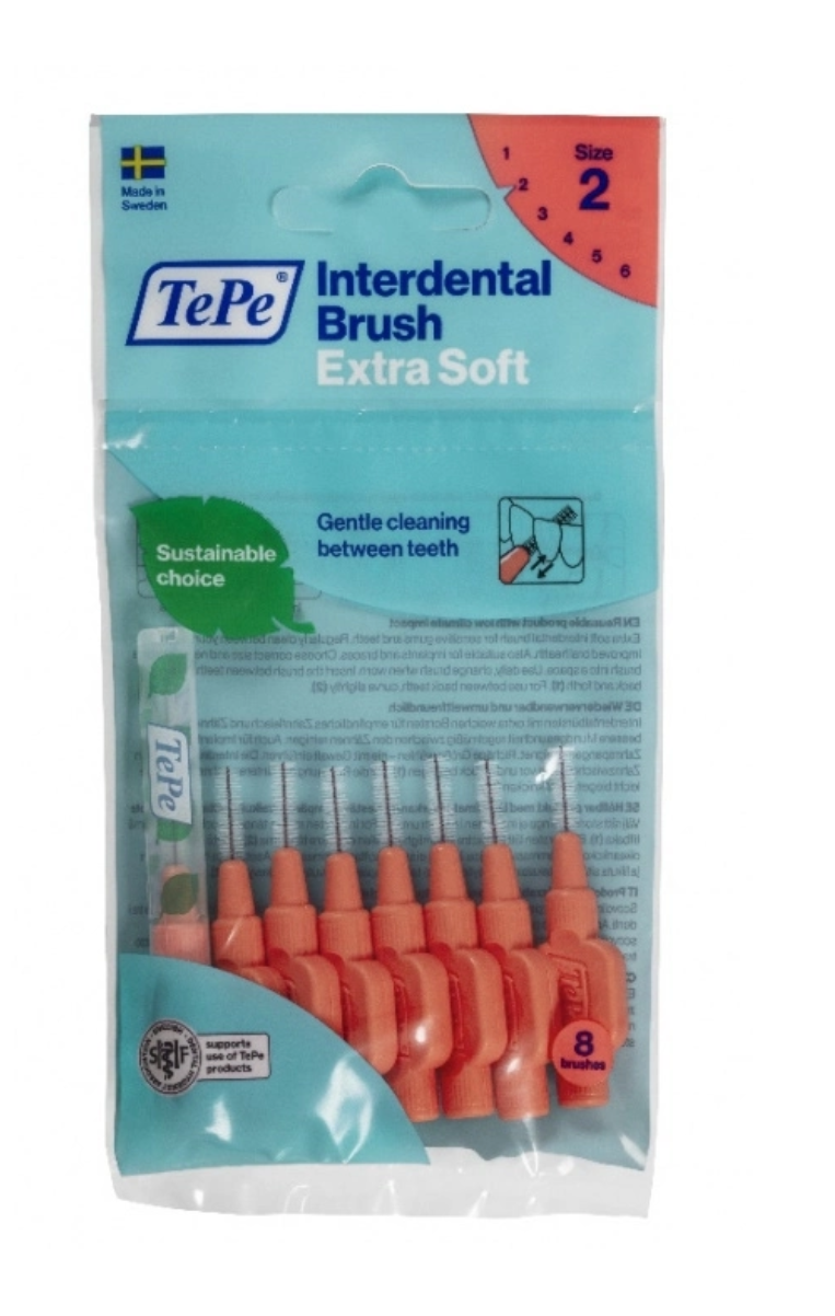 Tarpdančių šepetėliai 0.5mm, labai minkšti raudoni, 8 vnt.