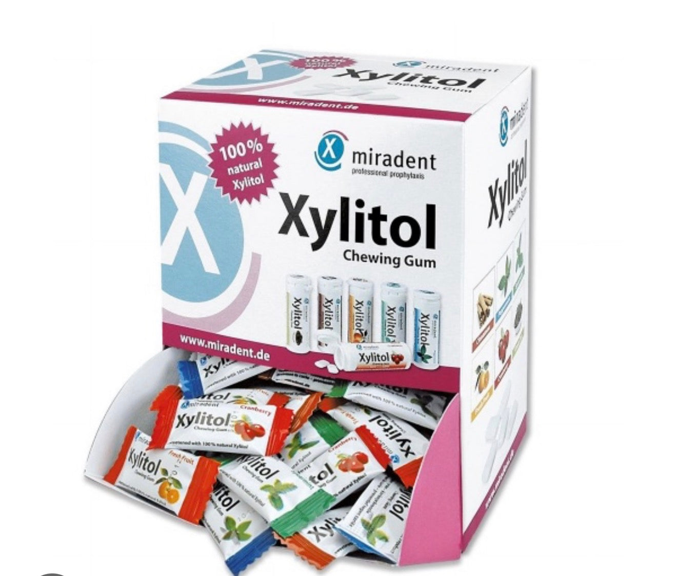 Miradent Xylitol kramtomoji guma HAGER&WERKEN, asorti, 2x200 vnt