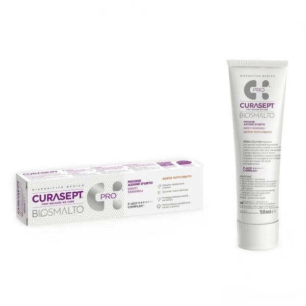 Stiprinamasis dantų gelis jautriems dantims, CURASEPT Biosmalto Sensitive teeth, įvairių vaisių skonio, 50 ml